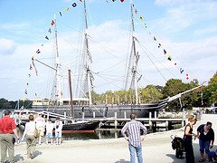 The Charles W. Morgan in port at Mystic. Via Flickr