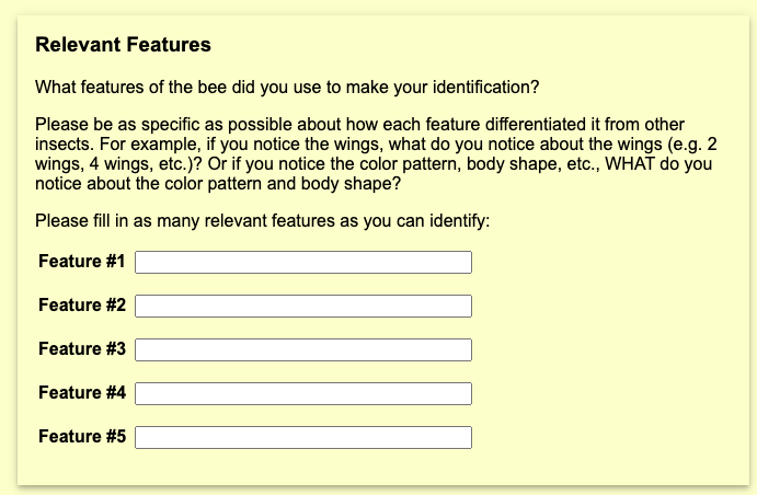 Bee identification submission form