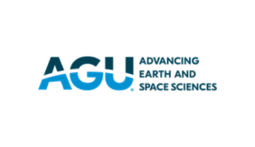 Image contains the letters "AGU" on the left in two-toned blue colors. Dark blue text to the right reads "Advancing Earth and Space Sciences"