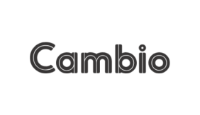 Image contains black block letters reading "Cambio." All letters have a thin white line spelling out the same letters.