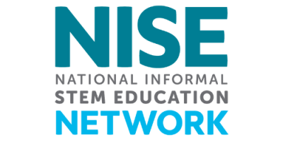 Text on top reads NISE in teal. Text underneath reads "national informal stem education network"