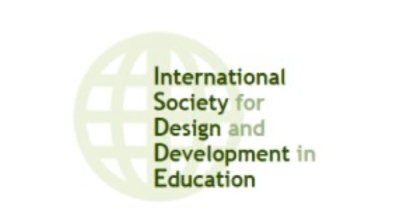 A light green globe. Darker green text over the image reads "International Society for Design and Development in Education"