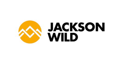 Image contains a yellow circle to the left with white lines creating a mountain. Black text to the right reads "Jackson Wild"