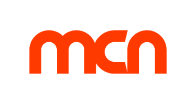 Image contains three orange letters: M C N