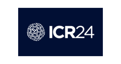 image contains a series of white triangles forming a circle. White text to the right reads "ICR24." 